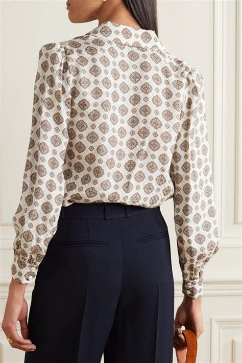 michael kors medallion silk-blend jacquard blouse|MICHAEL Michael Kors Medallion Silk.